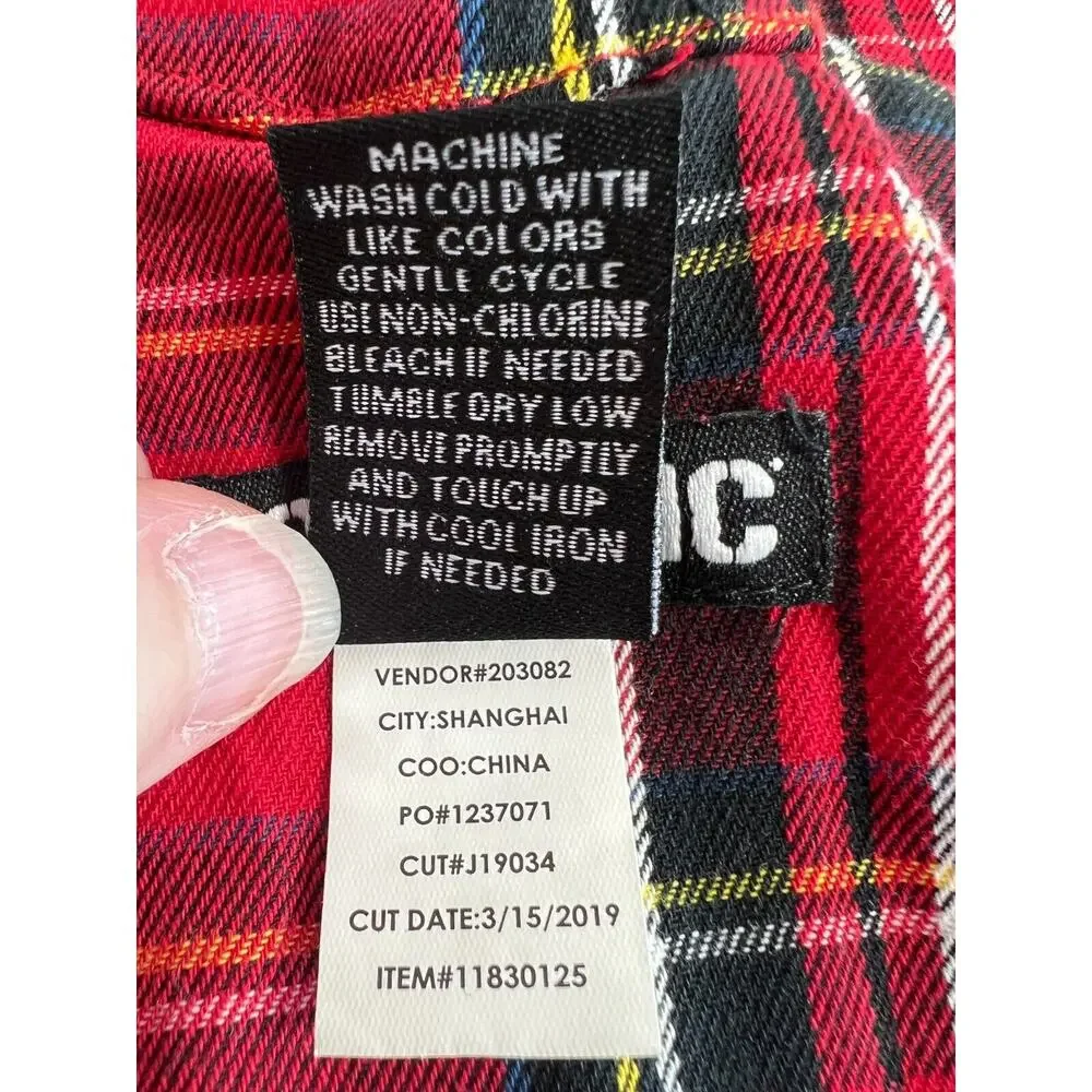Hot Topic Plaid O-Ring Skirtall Overall Dress Womens Small Pockets Red Black - Picture 13 of 13